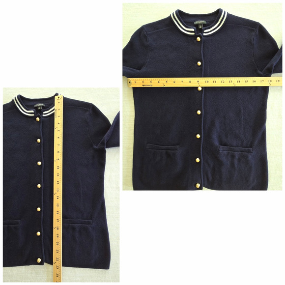 Talbots Sweater Womens S Navy Blue Cotton Silk Cardigan Nautical Classic Preppy - Picture 9 of 11